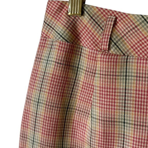 Vtg Worth Silk Linen Blend Skirt Plaid Faux Wrap Side Zip Lined Light Academia - Picture 6 of 15